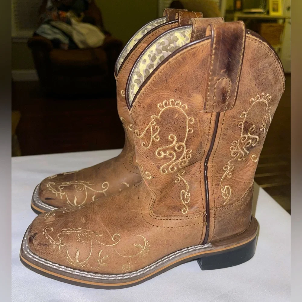 Smoky Mountain Boot Children 12 Marilyn leather square toe western brown 3845C
